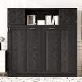 Full Size Murphy Bed With X Shaped Decoration And Storage Cabinets