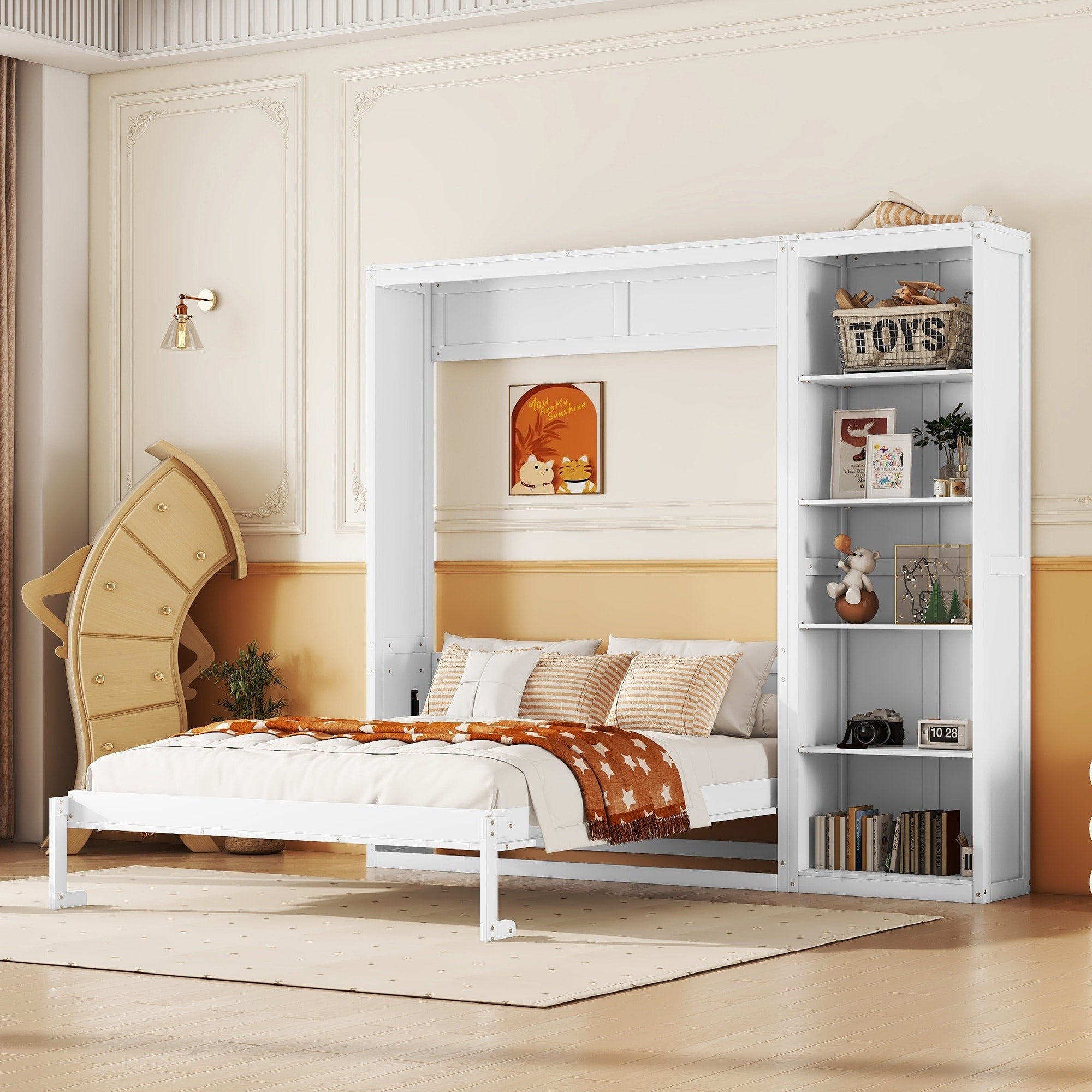 Full Size Murphy Wall Bed With Shelves Space Saving Design