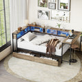 Full Size Platform Bed Frame Daybed With Led Light Storage Drawers