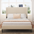 Full Size Platform Bed Metal Bed Frame With Charging Station