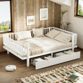 Full Size Platform Bed With Storage Drawers Metal Daybed Frame With Upgraded Safety Round Pipe Design Low Profile Design