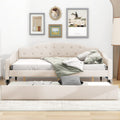 Full Size Upholstered Daybed Platform Bed Frame With Trundle Bed