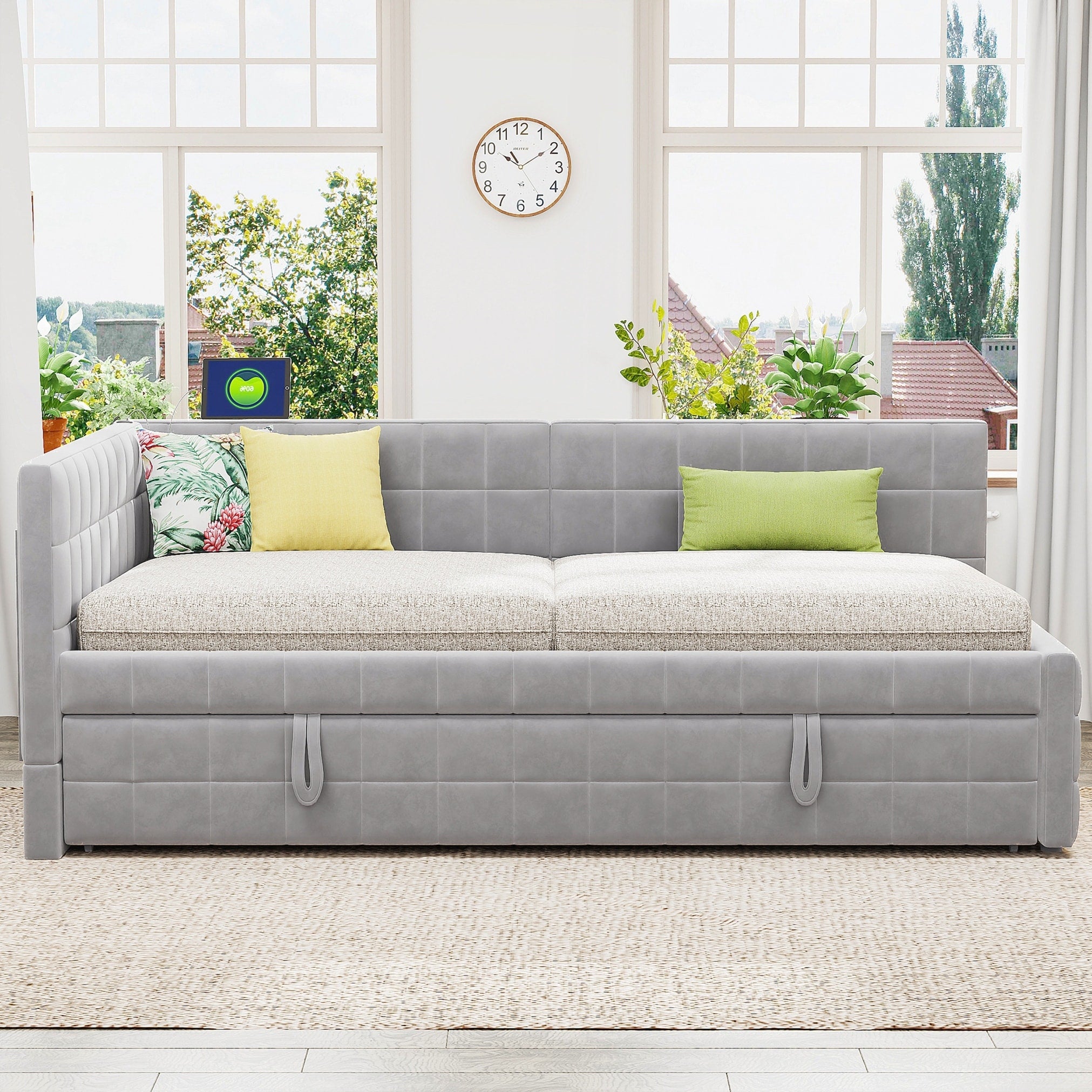Full Size Upholstered L Shaped Upholstered Daybed