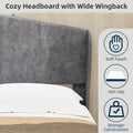 Full Size Upholstered Platform Bed Frame With Headboard For Bedroom