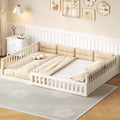 Full Size Upholstered Platform Bed With Guardrail Pillow No Box Spring