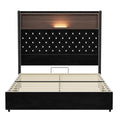Full Size Velvet Tufted Bed Frame With Usb Port Night Light And Headboard Shelf