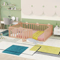 Full Size Wood Daybed Frame With Fence Natural
