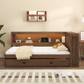 Full Size Wood Daybed With Storage Shelves Usb Led And Trundle