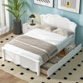 Full Size Wood Platform Bed With Headboard And Two Drawers White