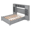 Full Size Wooden Bed With 4 Drawers Side Cabinet And Shelf For Storage