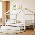 Full Size Wooden House Bed With Twin Size Trundle