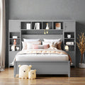Full Size Wooden Platform Bed With Storage Drawers All In One Cabinet And Shelf Headboard