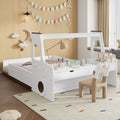Full Twin Kids Car Floor Bed With Storage Drawers Window Desk Childlike Design