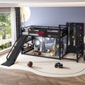 Full Twin Metal Loft Bed With Basketball Hoop Climbing Wall Slide