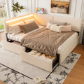 Full Twin Size Boucle Upholstered Cloud Bed Frame With Headboard Solid Wood Legs No Box Spring Needed