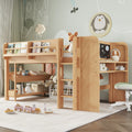 Full Twin Size Loft Bed With Built In Desk Multi Storage Bookcases Blackboard Solid Wood Low Loft Bed Frame
