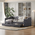 Full Twin Upholstered Daybed With 2 Storage Drawers Usb Charging Velvet Sofa Bed For Living Room Bedroom