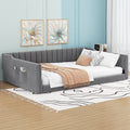 Full Upholstered Daybed Platform Bed Frame With Side Storage Pocket