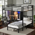 Full Xl Over Twin Metal Bunk Bed With Folding Desk And Closet Led Storage Space Saving Design
