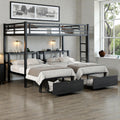 Full Xl Over Twin Twin Triple Bunk Bed With Drawers Metal Frame With Shelving Headboard And Usb Ports