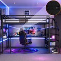 Full Xl Size Loft Bed With L Shaped Desk And Usb Metal Loft Bed With Wardrobe And Adjustable Shelf High Loft Bed With Led