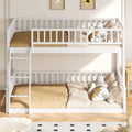 Full Xl Over Queen Bunk Bed With Ladder Guardrails Sturdy Stackable Bed Frame