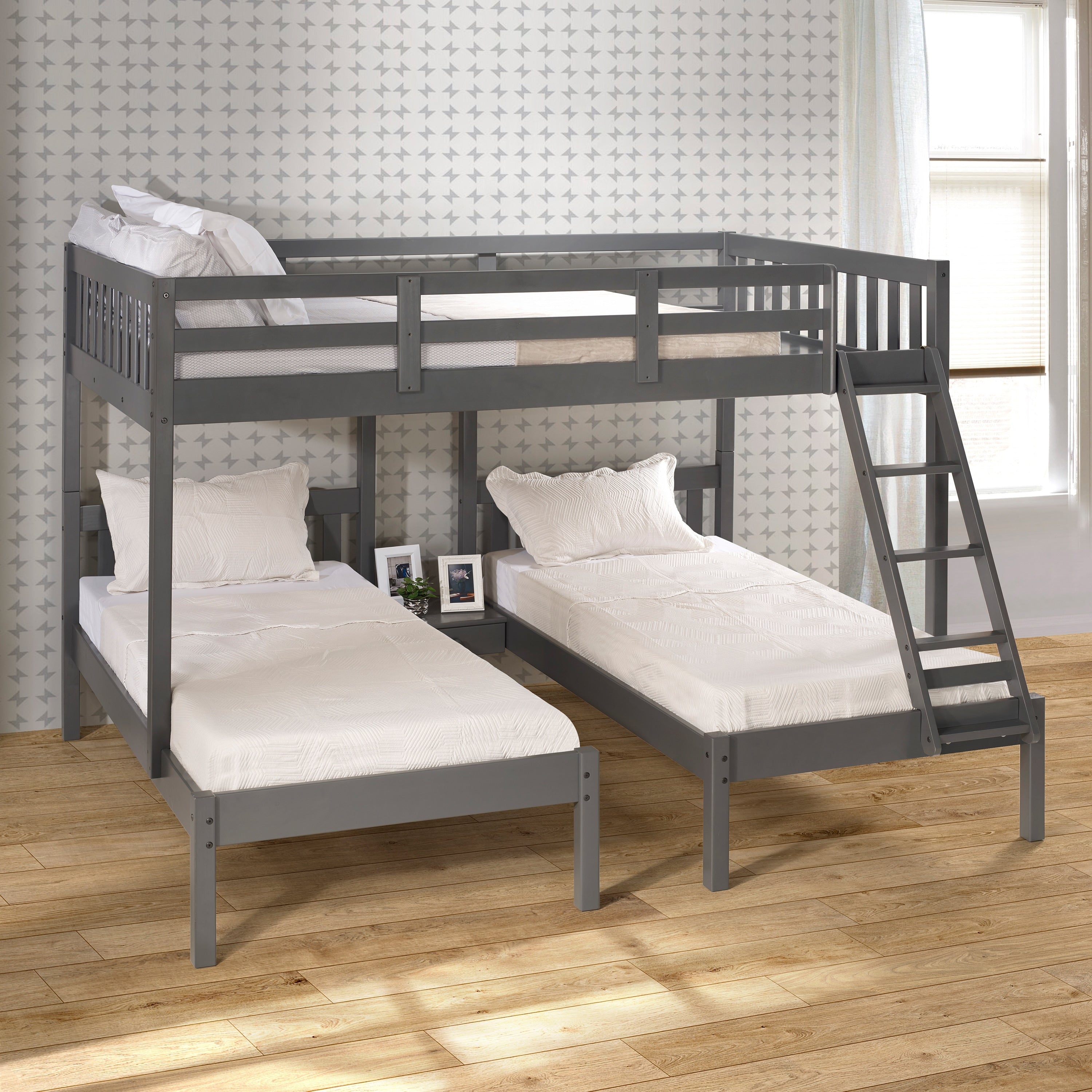 Full Over Double Twin Bunk Bed In Dark Grey