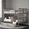 Full Over Full Bunk Bed With Drawers And Ladder Solid Wood Bunk Frame With Storage For Bedrooms And Guest Rooms