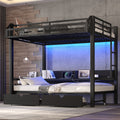 Full Over Full Bunk Bed With Storage Usb Ports Led Lights Converts To Sofa Metal Bed Frame
