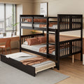 Full Over Full Bunk Bed With Twin Size Trundle And Ladder 3 In 1 Sturdy Bed Frame For Small Spaces
