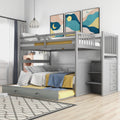 Full Over Full Bunk Bed With Twin Trundle Storage Drawers Stairs