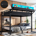 Full Over Full Metal Bunk Bedwith Storage Shelves Pegboard Usb And Led Lights