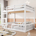 Full Over Full Wood Bunk Bed With Ladder And Guardrails No Box Spring Required