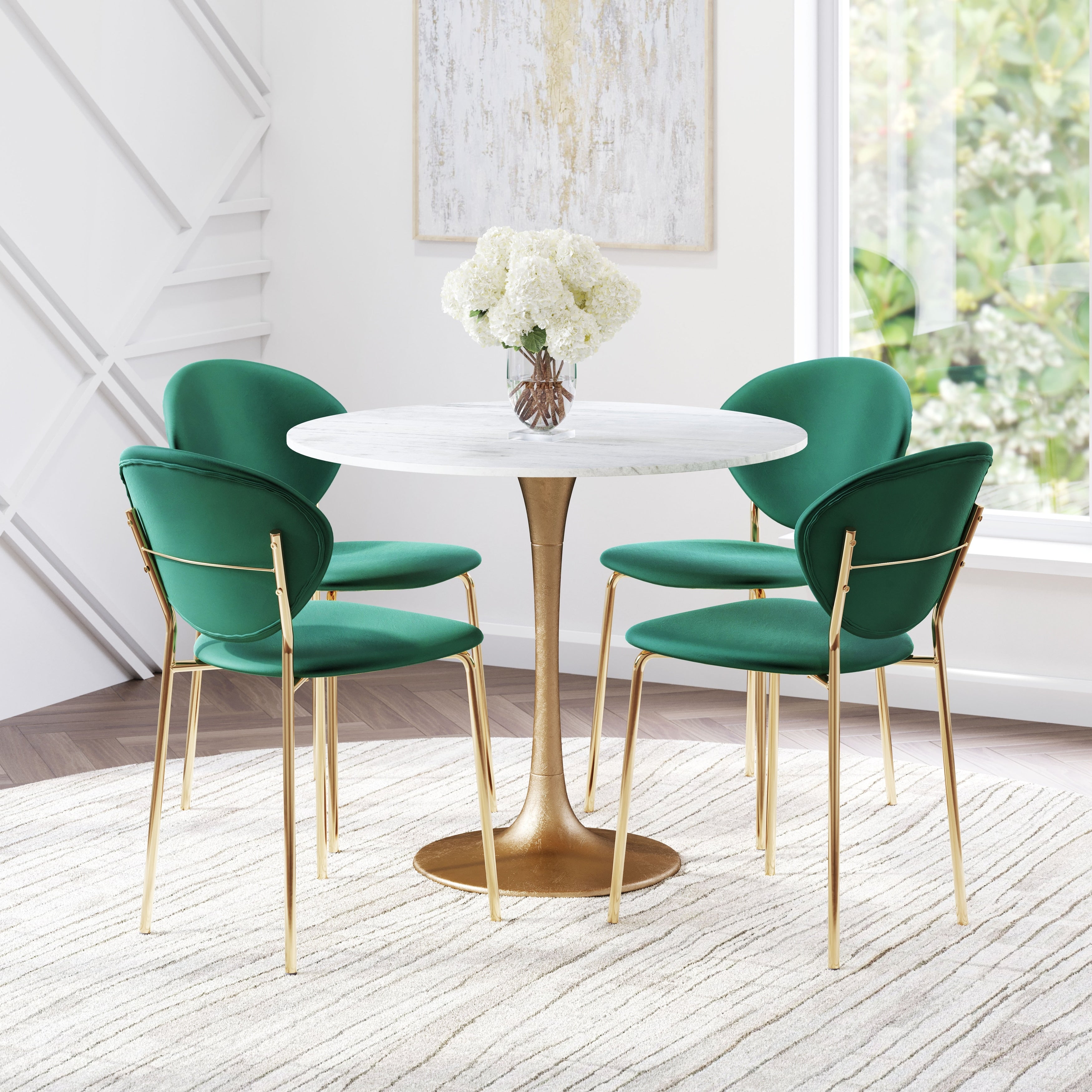 Fullerton Dining Table White And Gold