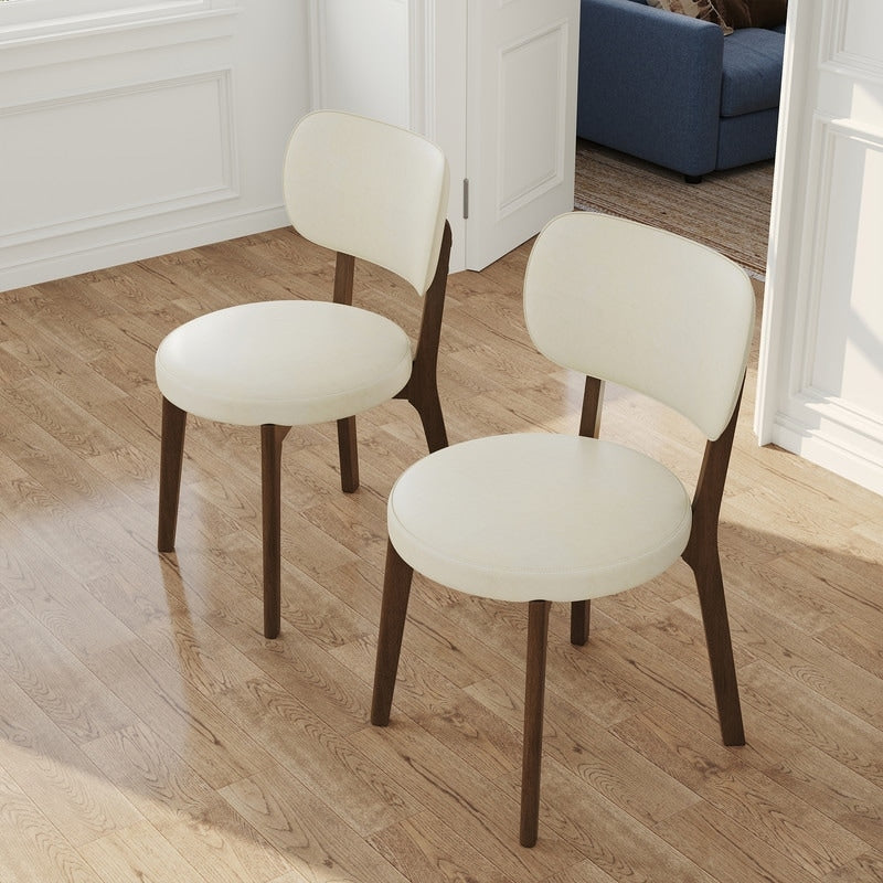 Fully Assembled Faux Leather Dining Chairs Set Of 2 Beige
