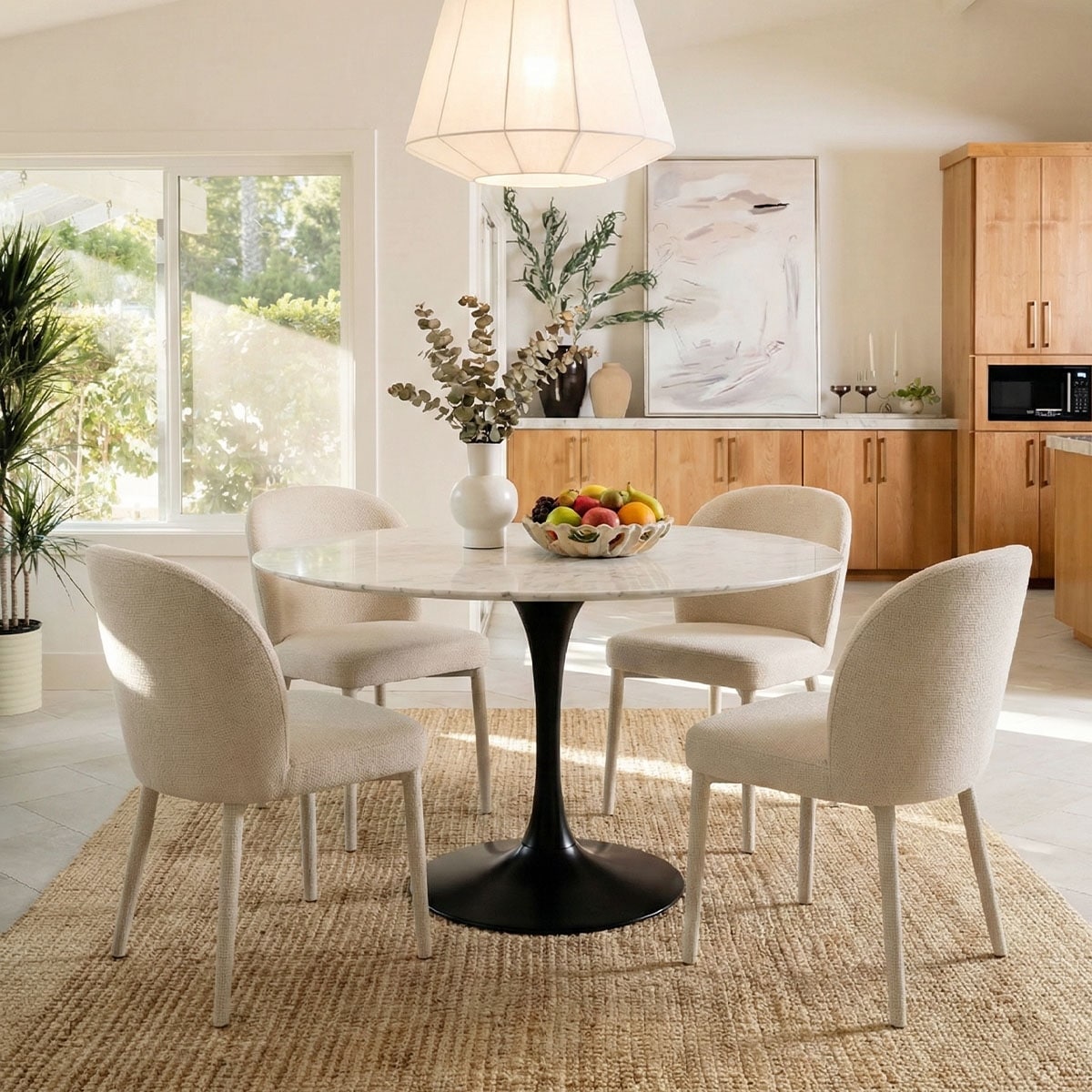 Fully Upholstered Textured Fabric Dining Chairs With Fabric Wrapped Legs Set Of 4