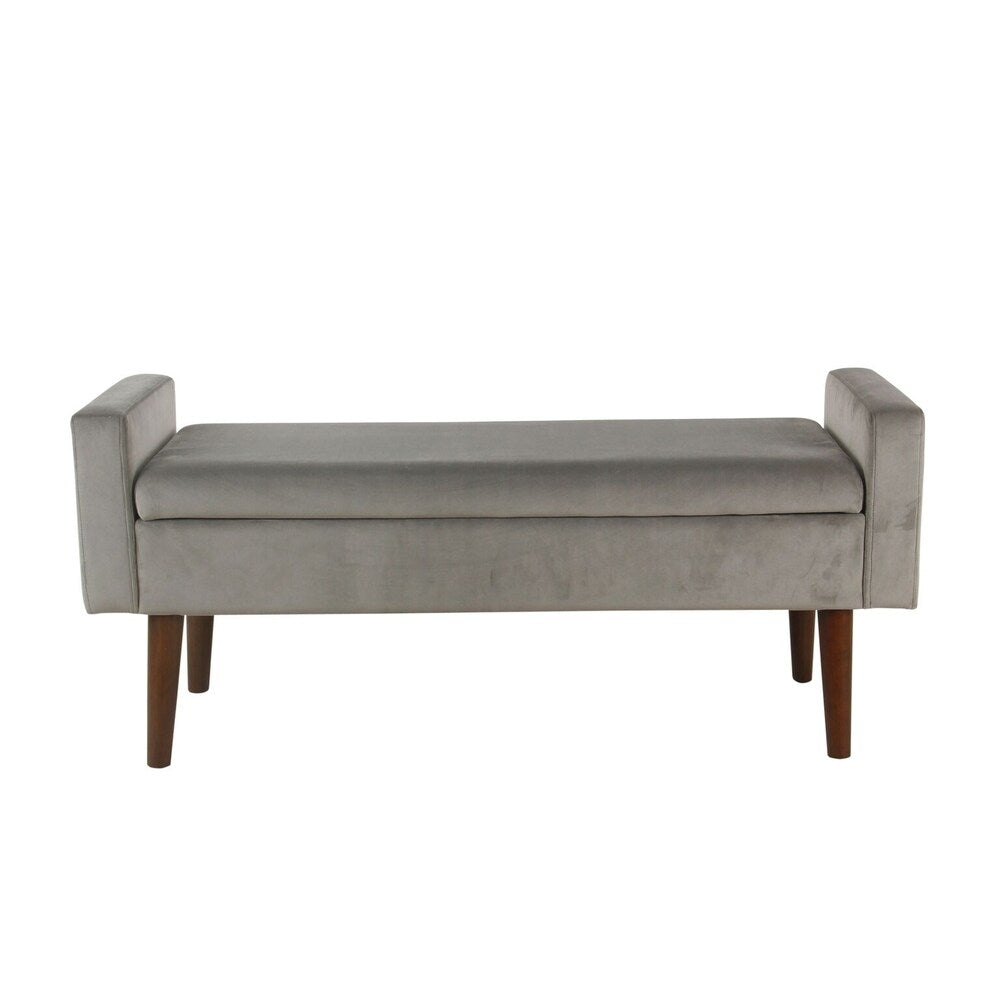 Fulton Velvet Storage Bench Gray