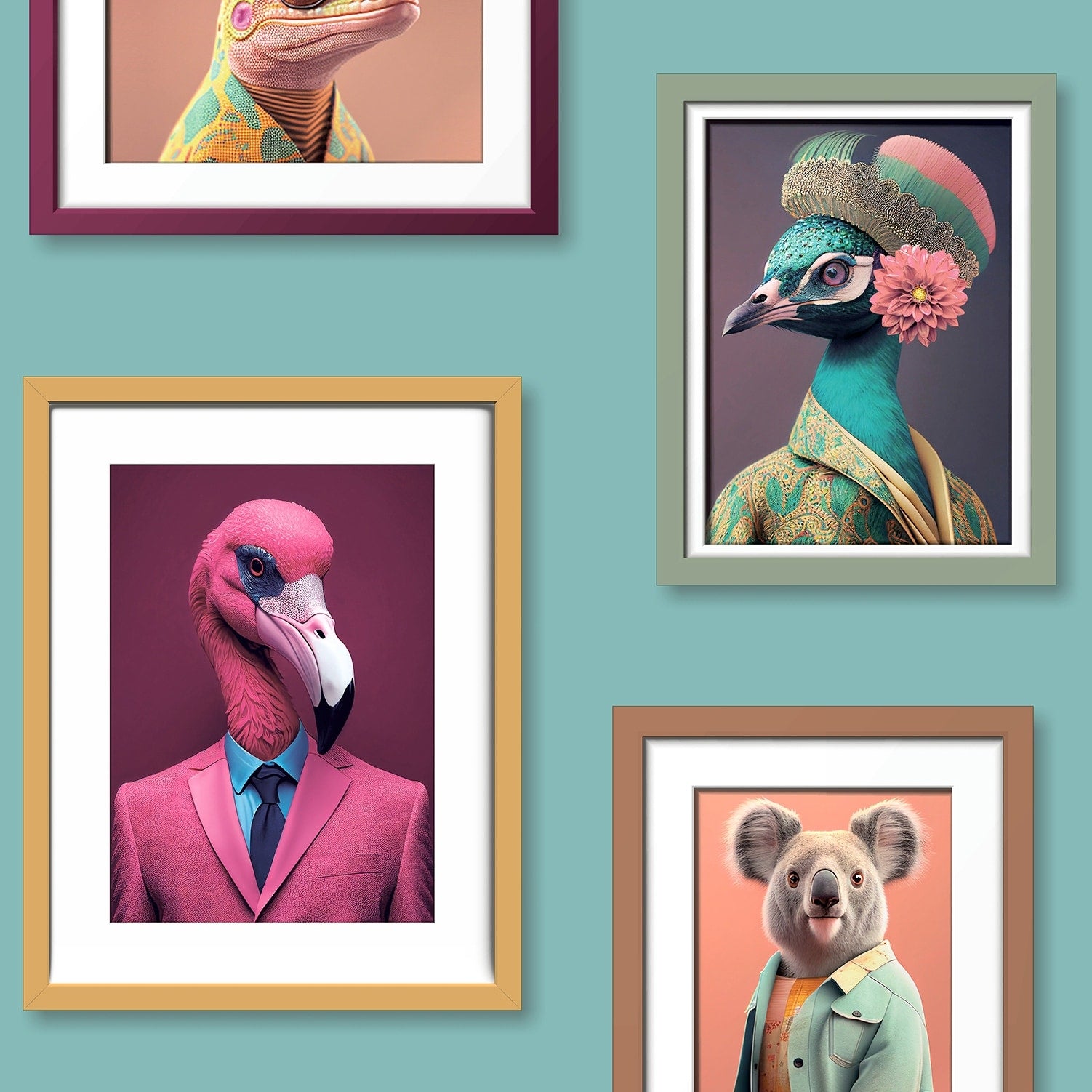 Veer Decor Funky Animal Portraits Ground Wallpaper