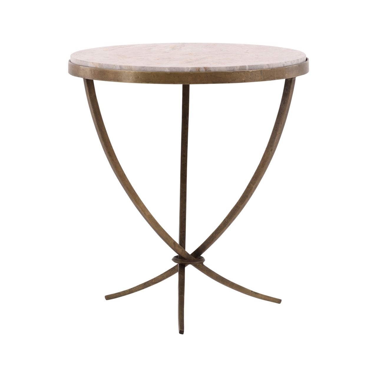 Furniture Classics Anthony Gold Iron Marble Inlay Accent Side Table