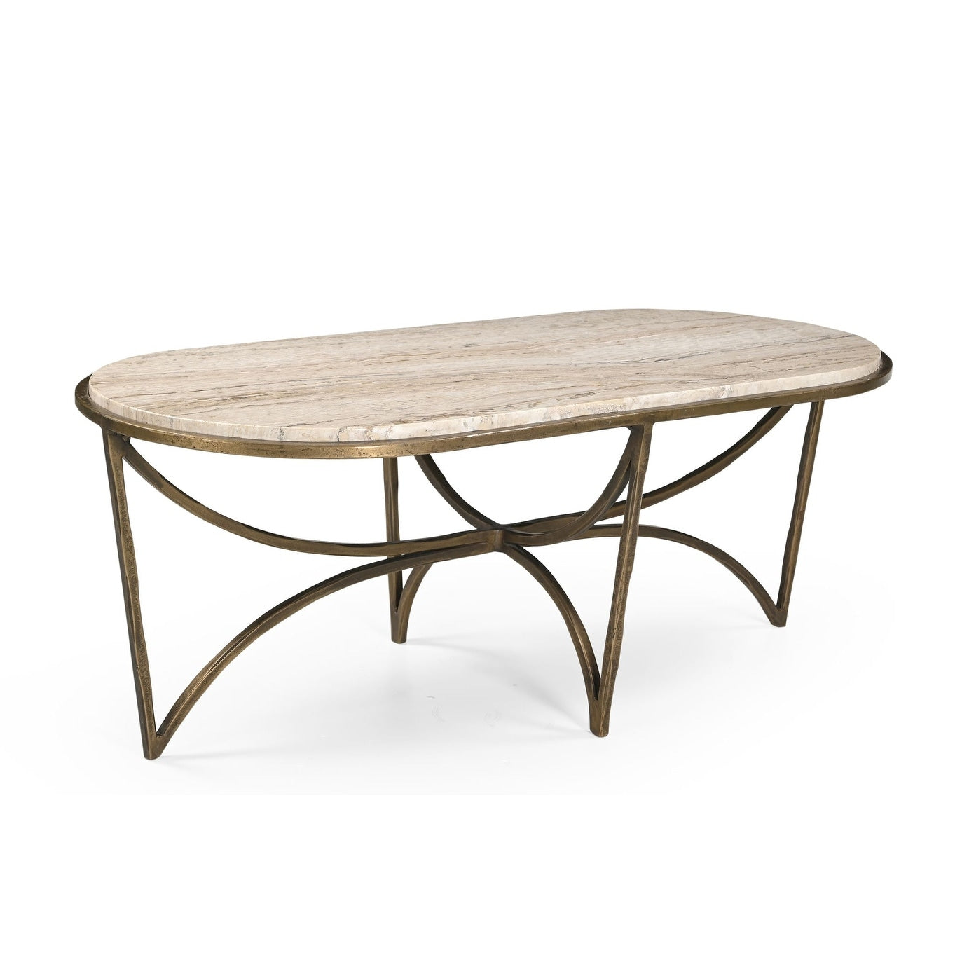 Furniture Classics Beale Gold Iron And Marble Coffee Table Inlaid