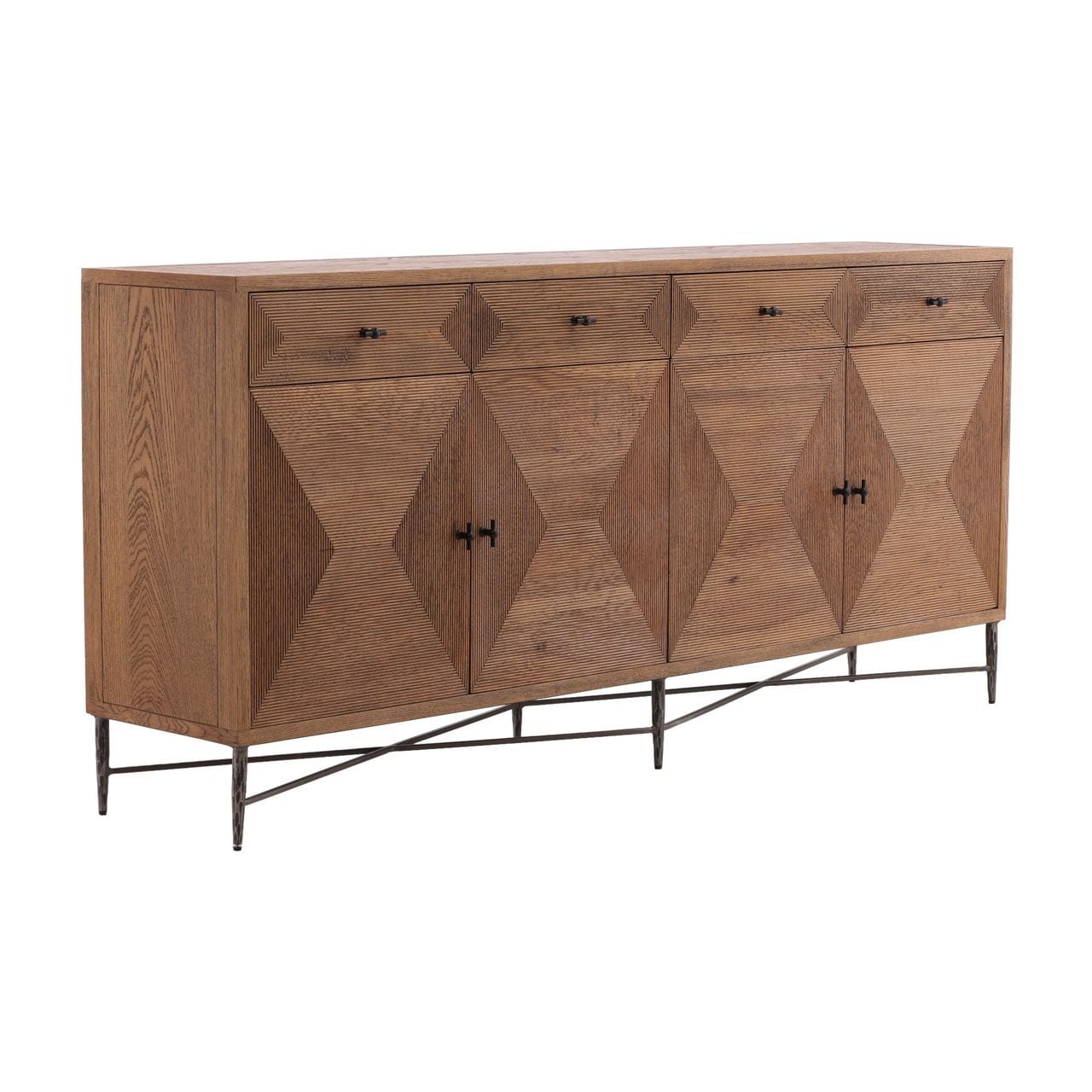 Furniture Classics Reese Natural Oak And Iron Sideboard Cabinet