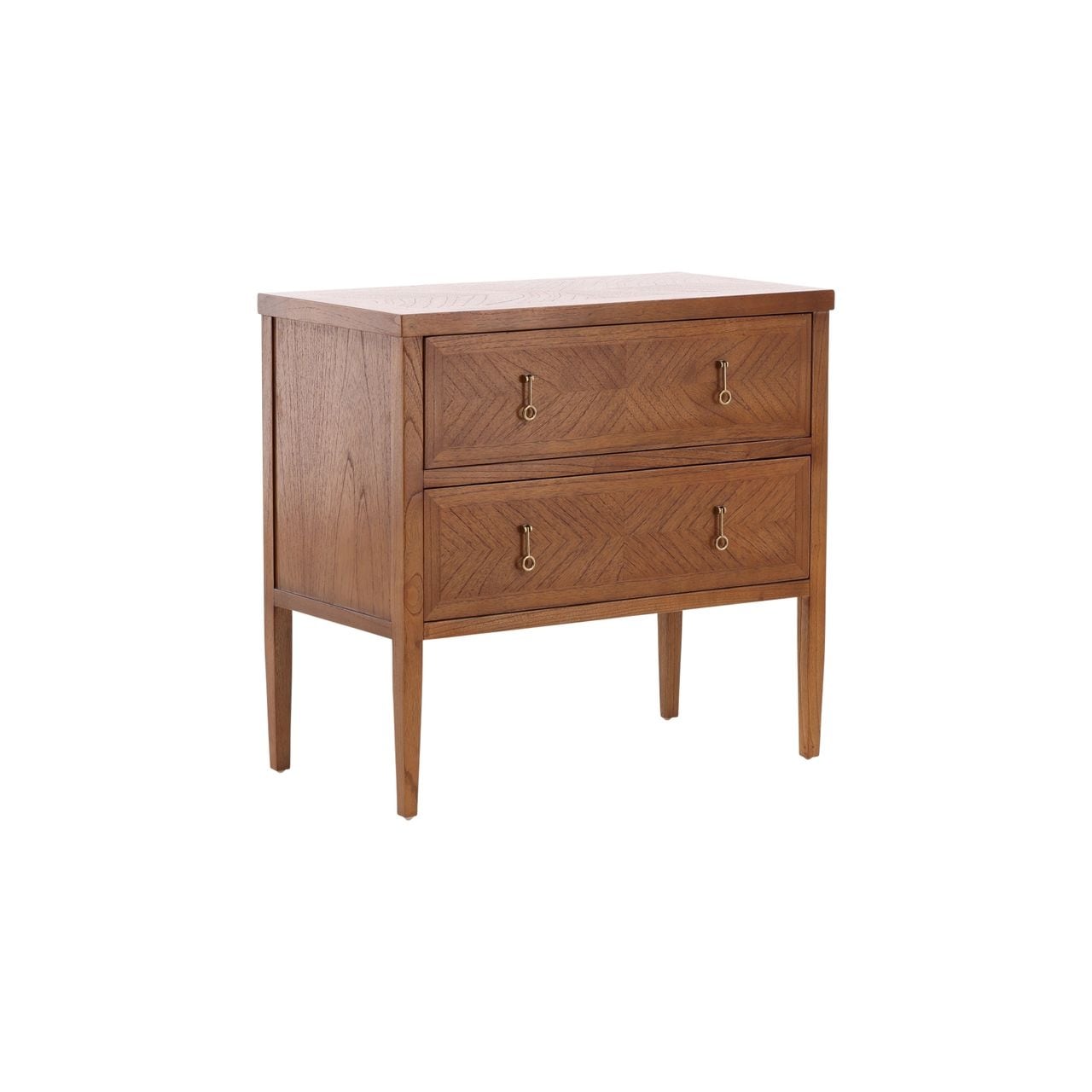 Furniture Classics Regis Natural Mindi Wood Brass Accent Two Drawer Chest