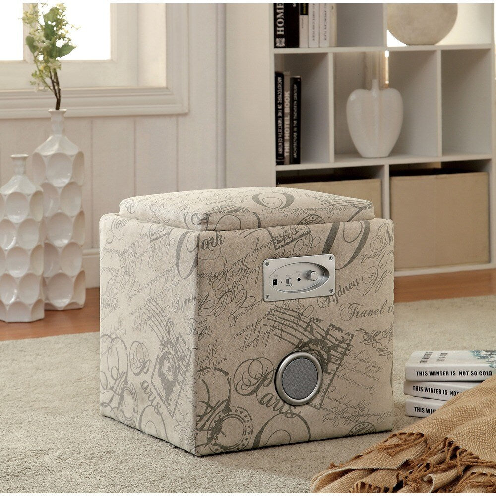 Furniture Of America Aux Double Speaker Storage Ottoman