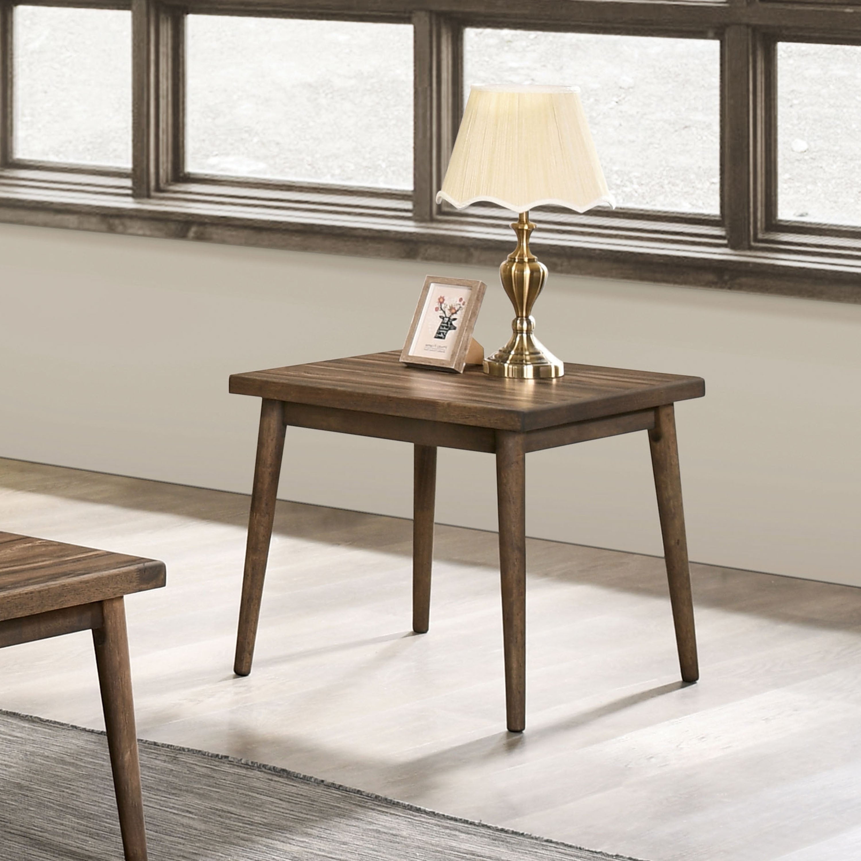 Furniture Of America Abi Mid Century Walnut Solid Wood End Table