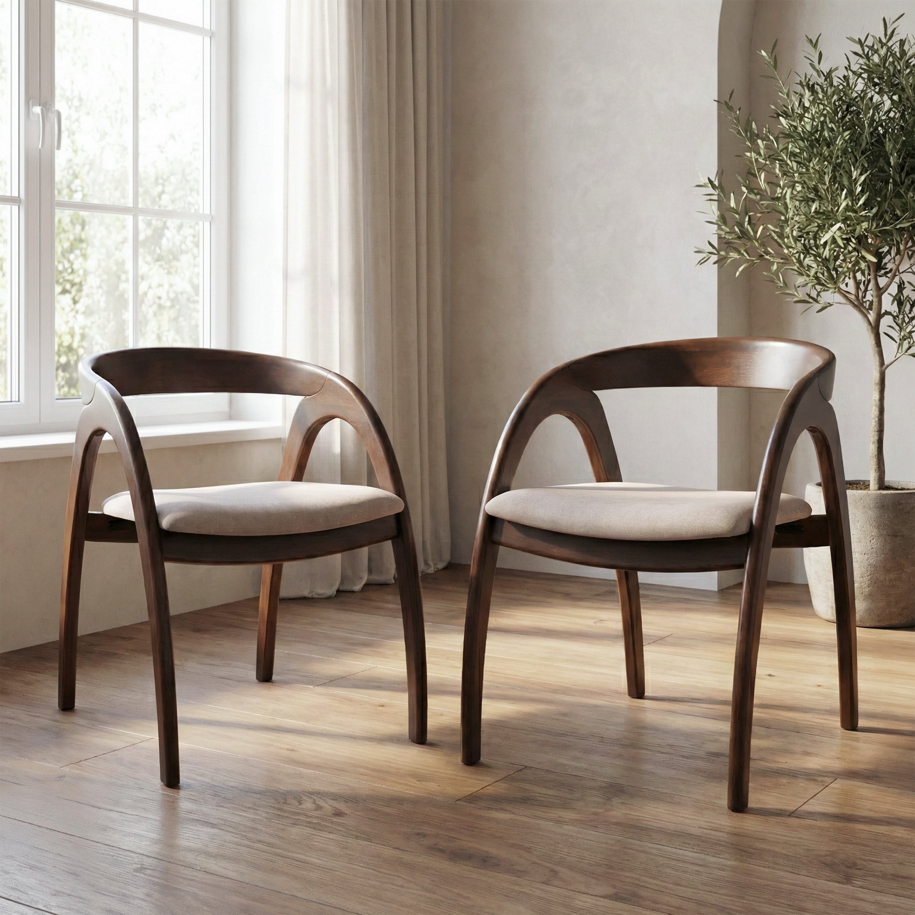 Furniture Of America Abigail Xi Mid Century Modern Handcrafted Solid Wood Dining Chairs Set Of 2