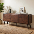 Furniture Of America Abigail Xv Mid Century Modern Walnut Solid Wood Dining Server With Hidden Drawers And Shelves