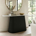 Furniture Of America Aevia Modern Black Wood Reeding Base Sofa Table With Sintered Stone Top