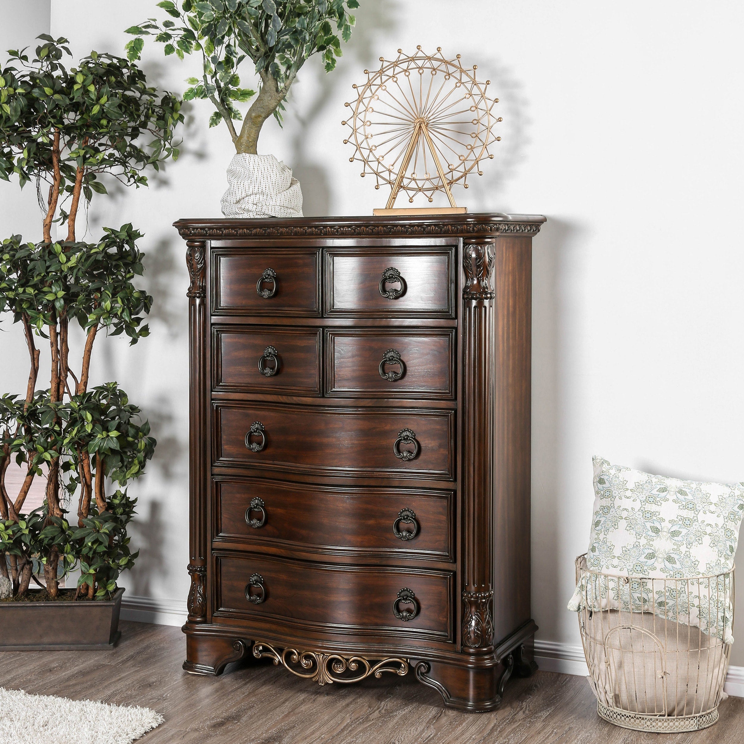 Aiden Traditional Brown Cherry 7 Drawer Chest By Foa