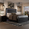 Furniture Of America Alaric Modern 2 Piece Black Wood Panel Bedroom Set With Led Headboard