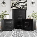 Furniture Of America Alaric Modern 3 Piece Black Wood Chest And 2 Nightstand Bedroom Set
